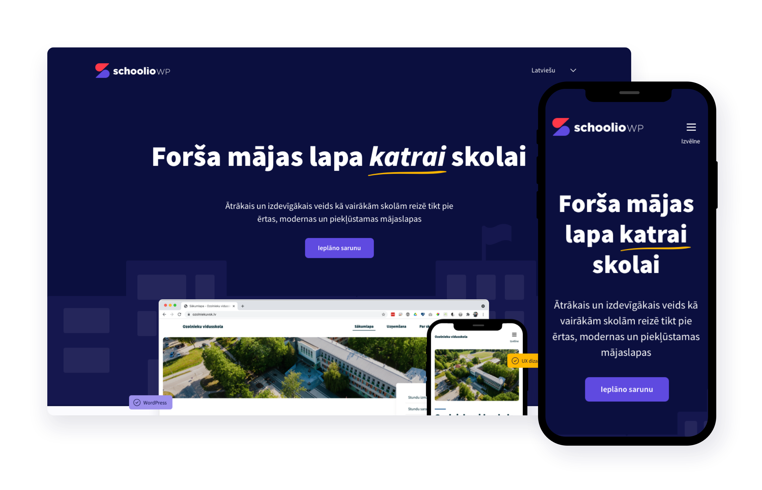 landinglapas vizuālis ar desktop un mobile variāciju